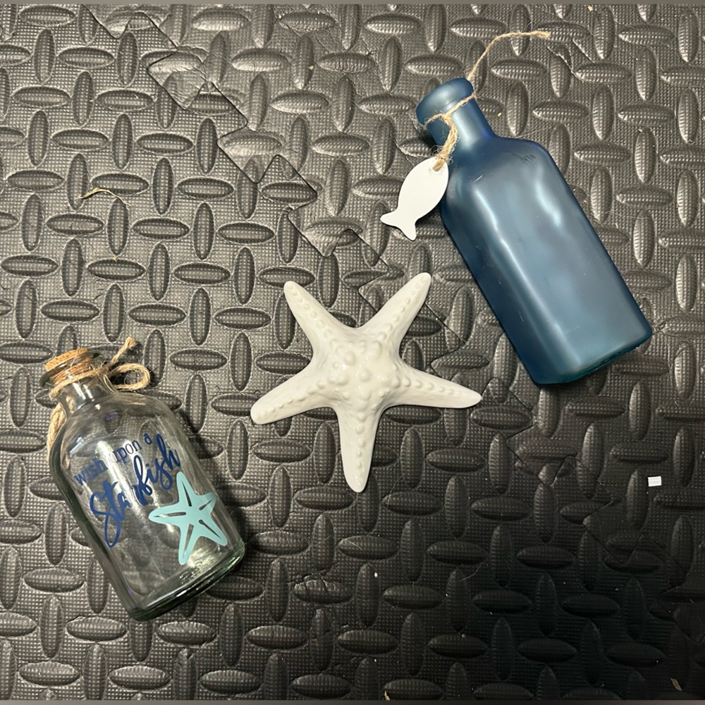 Decorative Glass Bottles with Starfish Accent